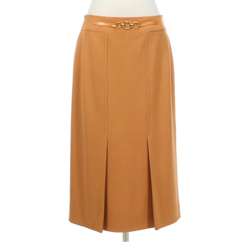 Celine Vintage Tan Pleated Midi Skirt